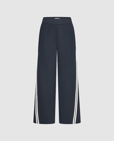  URBAN REVIVO - Quần nữ ống rộng lưng cao phối sọc 