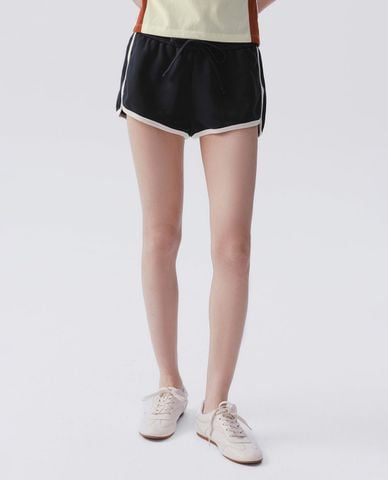  URBAN REVIVO - Quần short ngắn nữ thể thao phối viền 