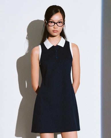  URBAN REVIVO - Đầm polo mini sát nách phom suông 