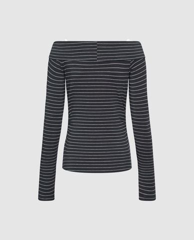  URBAN REVIVO - Áo kiểu nữ tay dài kẻ sọc layer hai lớp 