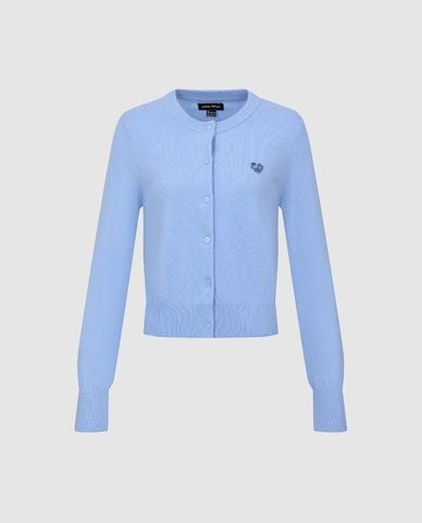  URBAN REVIVO - Áo khoác cardigan nữ cổ tròn tay dài phom ôm 