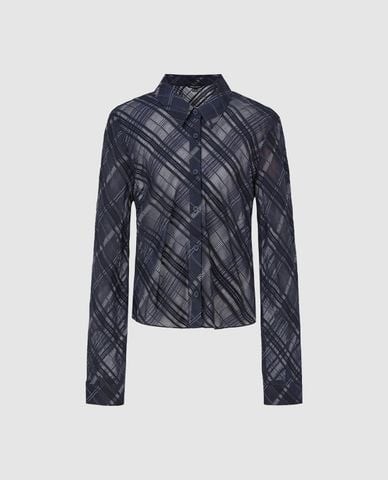  URBAN REVIVO - Áo sơ mi nữ tay dài xuyên thấu 