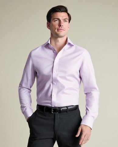  CHARLES TYRWHITT - Áo sơ mi nam cổ bẻ tay dài kẻ sọc Greenwich 
