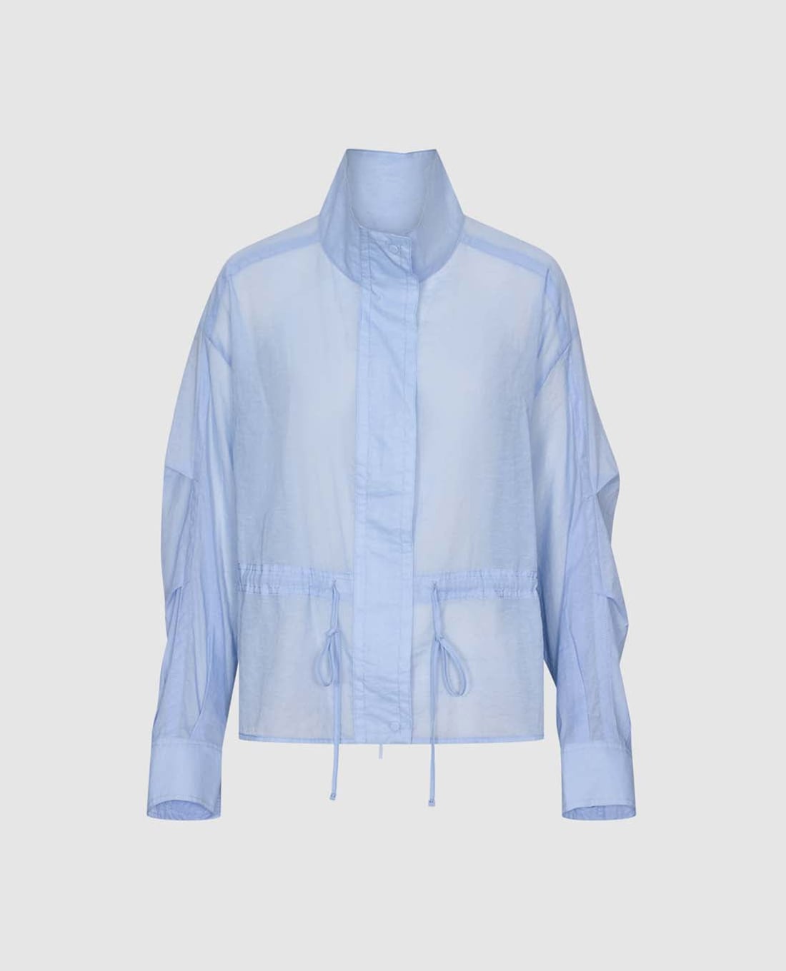 URBAN REVIVO - Áo khoác sơ mi nữ cổ trụ tay dài phối dây rút