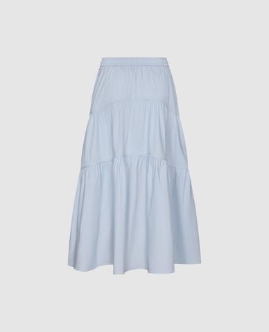  URBAN REVIVO - Chân váy chữ A midi xếp tầng lưng thun 
