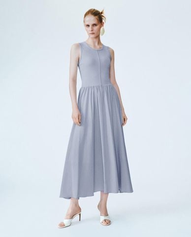  URBAN REVIVO - Đầm sát nách midi dáng xoè thanh lịch 