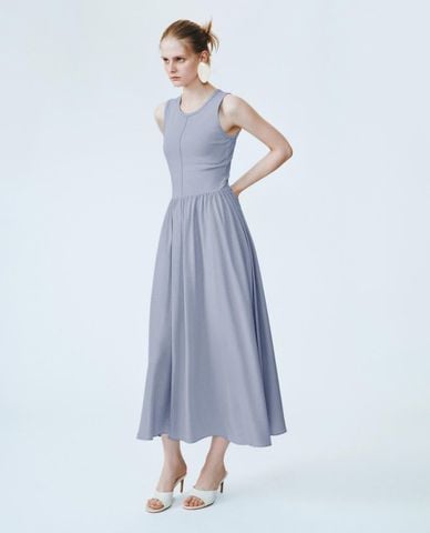  URBAN REVIVO - Đầm sát nách midi dáng xoè thanh lịch 