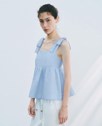  URBAN REVIVO - Áo hai dây nữ cổ vuông thắt nơ 