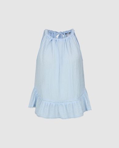  URBAN REVIVO - Áo kiểu nữ cổ yếm phối bèo 