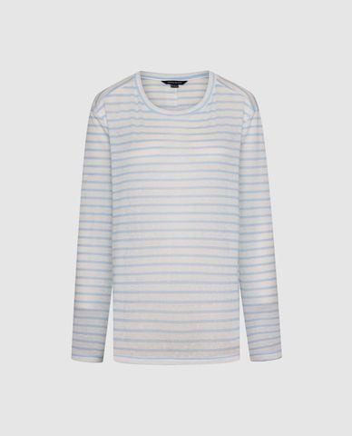  URBAN REVIVO - Áo dệt kim nữ cổ tròn tay dài kẻ sọc 