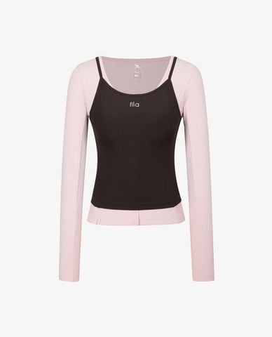  FILA - Set áo khoác cardigan nữ tay dài phối áo hai dây 