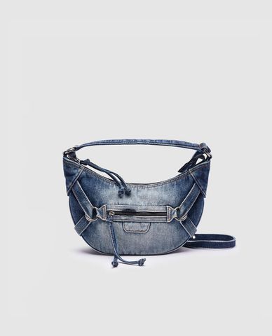  URBAN REVIVO - Túi đeo chéo nữ denim hình bán nguyệt 