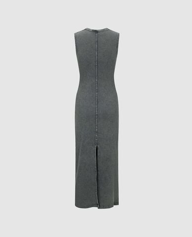  URBAN REVIVO - Đầm sát nách midi cổ vuông phom ôm 