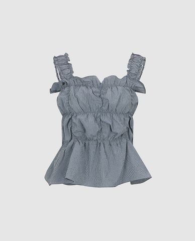  URBAN REVIVO - Áo hai dây nữ nhún bèo xếp tầng 
