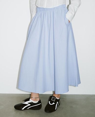  URBAN REVIVO - Chân váy chữ A midi lưng thun 