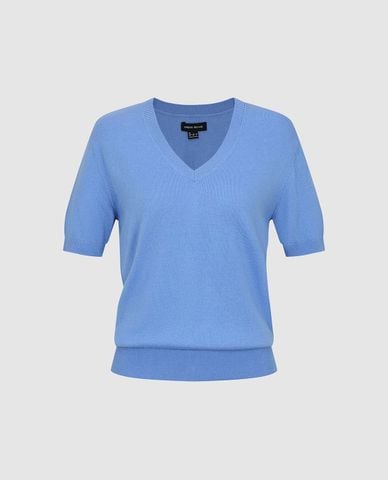  URBAN REVIVO - Áo dệt kim nữ cổ V tay ngắn thanh lịch 