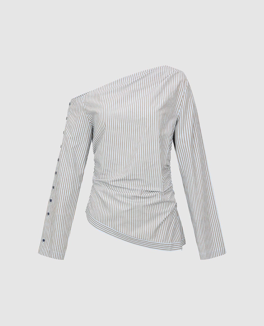 URBAN REVIVO - Áo trễ vai nữ tay dài kẻ sọc