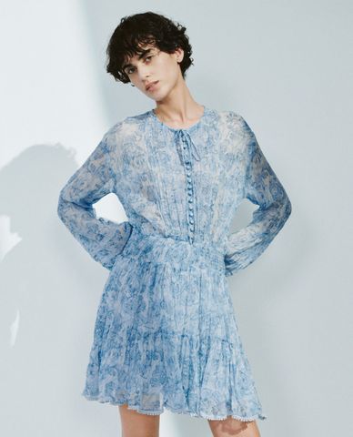  URBAN REVIVO - Đầm xếp tầng mini họa tiết hoa nhí 