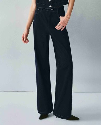  DEZUS - Quần jeans nữ ống đứng lưng cao Grarie 