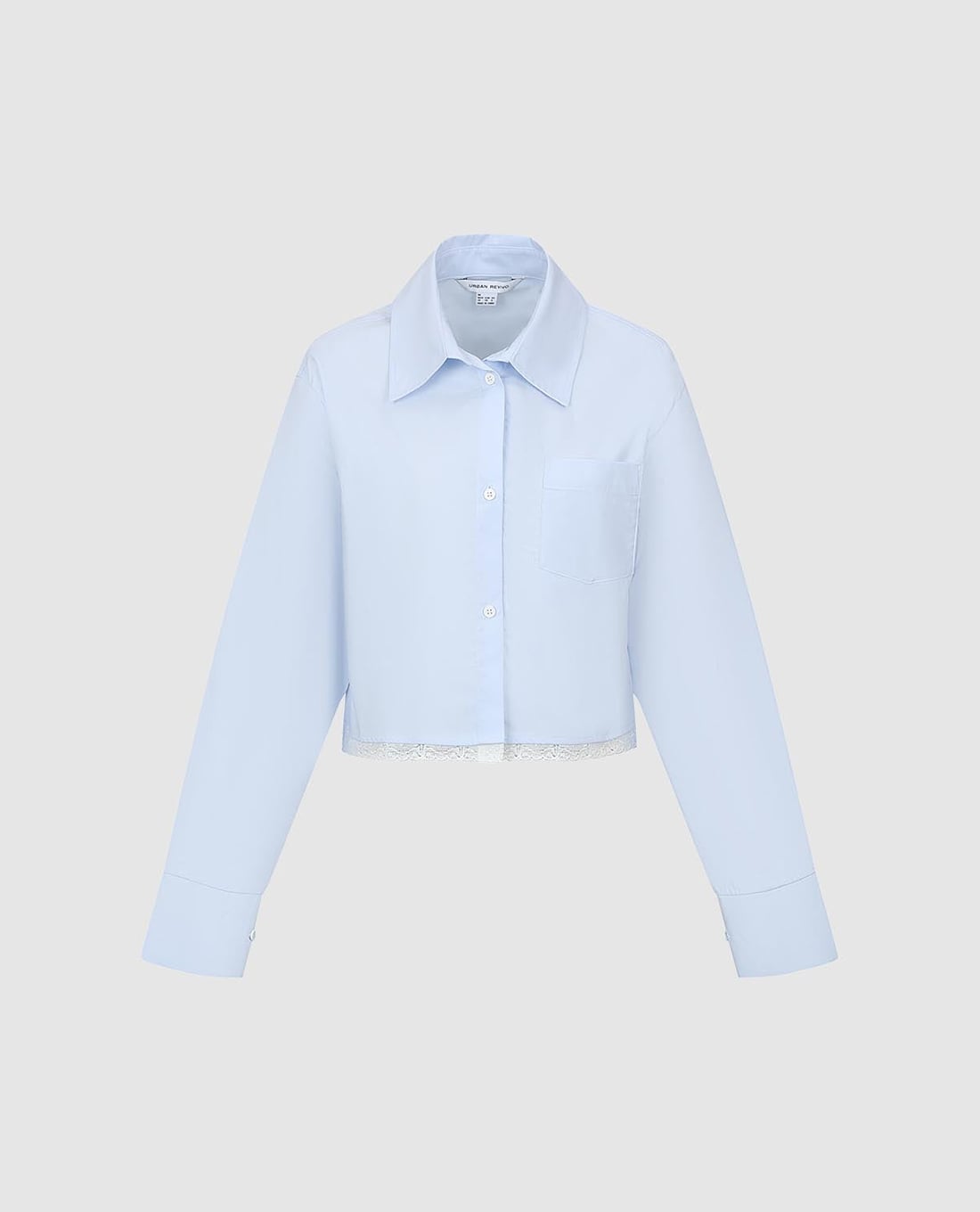 URBAN REVIVO - Áo sơ mi nữ tay dài phom croptop phối ren