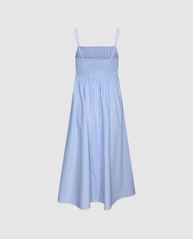  URBAN REVIVO - Đầm hai dây midi kẻ caro phối nơ 