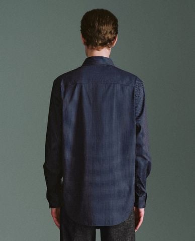  URBAN REVIVO - Áo sơ mi nam cổ bẻ tay dài phối caro 