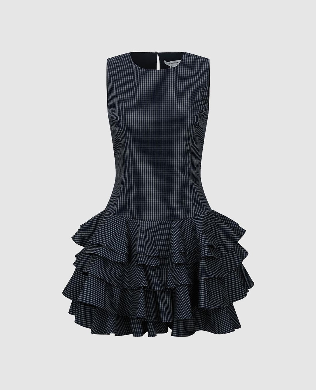 URBAN REVIVO - Đầm xếp tầng mini sát nách kẻ caro