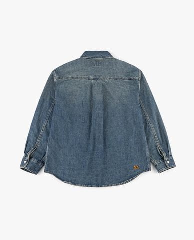 LEE - Áo sơ mi denim nữ tay dài wash bạc 101+ 