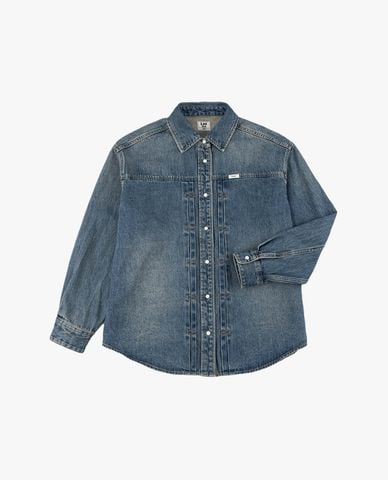  LEE - Áo sơ mi denim nữ tay dài wash bạc 101+ 