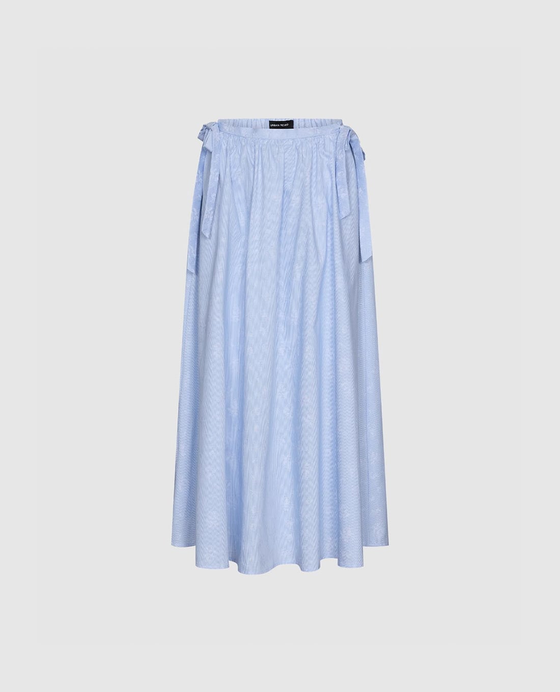 URBAN REVIVO - Chân váy phom suông midi kẻ sọc phối nơ