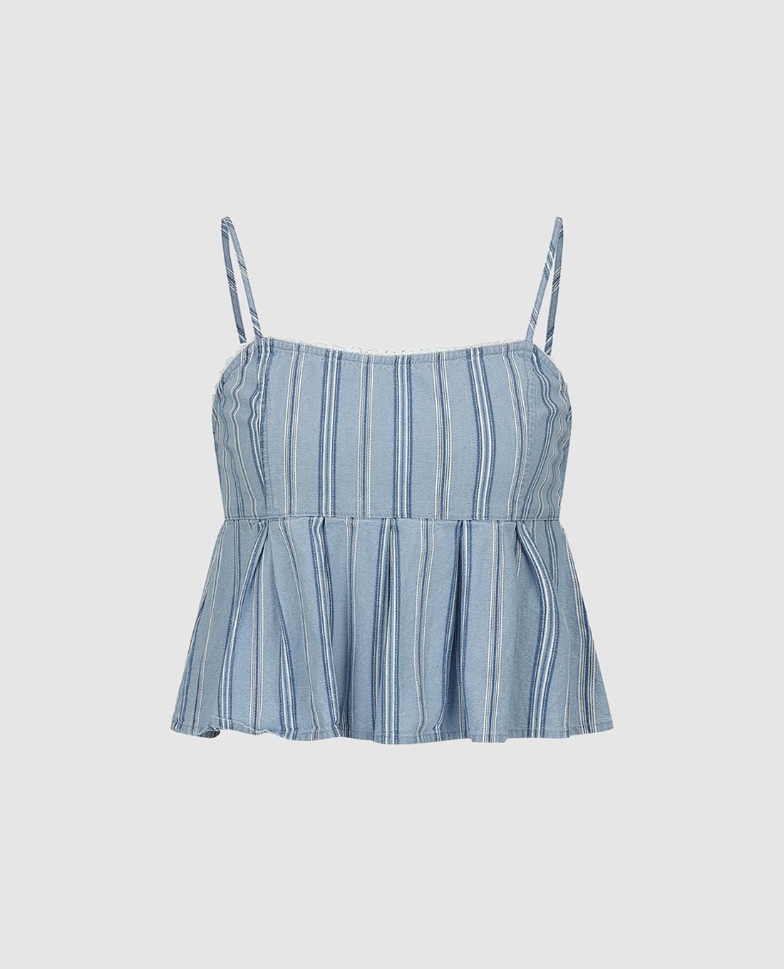 URBAN REVIVO - Áo hai dây nữ denim kẻ sọc