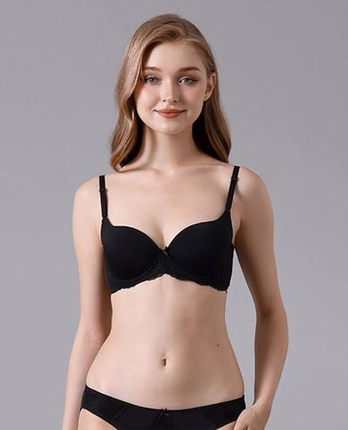  MISAKI - Áo ngực mút mỏng cúp trơn dây lưng ren 