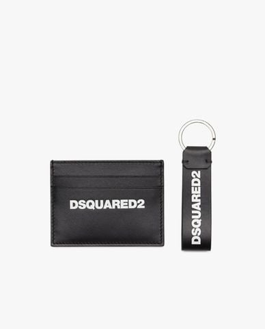  DSQUARED2 - Set ví đựng thẻ và móc khóa in logo 