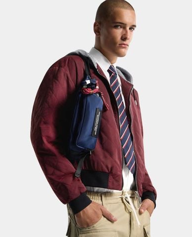  DSQUARED2 - Túi bao tử nam hình thang khóa zip Heritage 