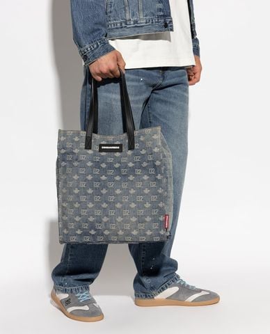  DSQUARED2 - Túi tote nam phom chữ nhật họa tiết monogram 