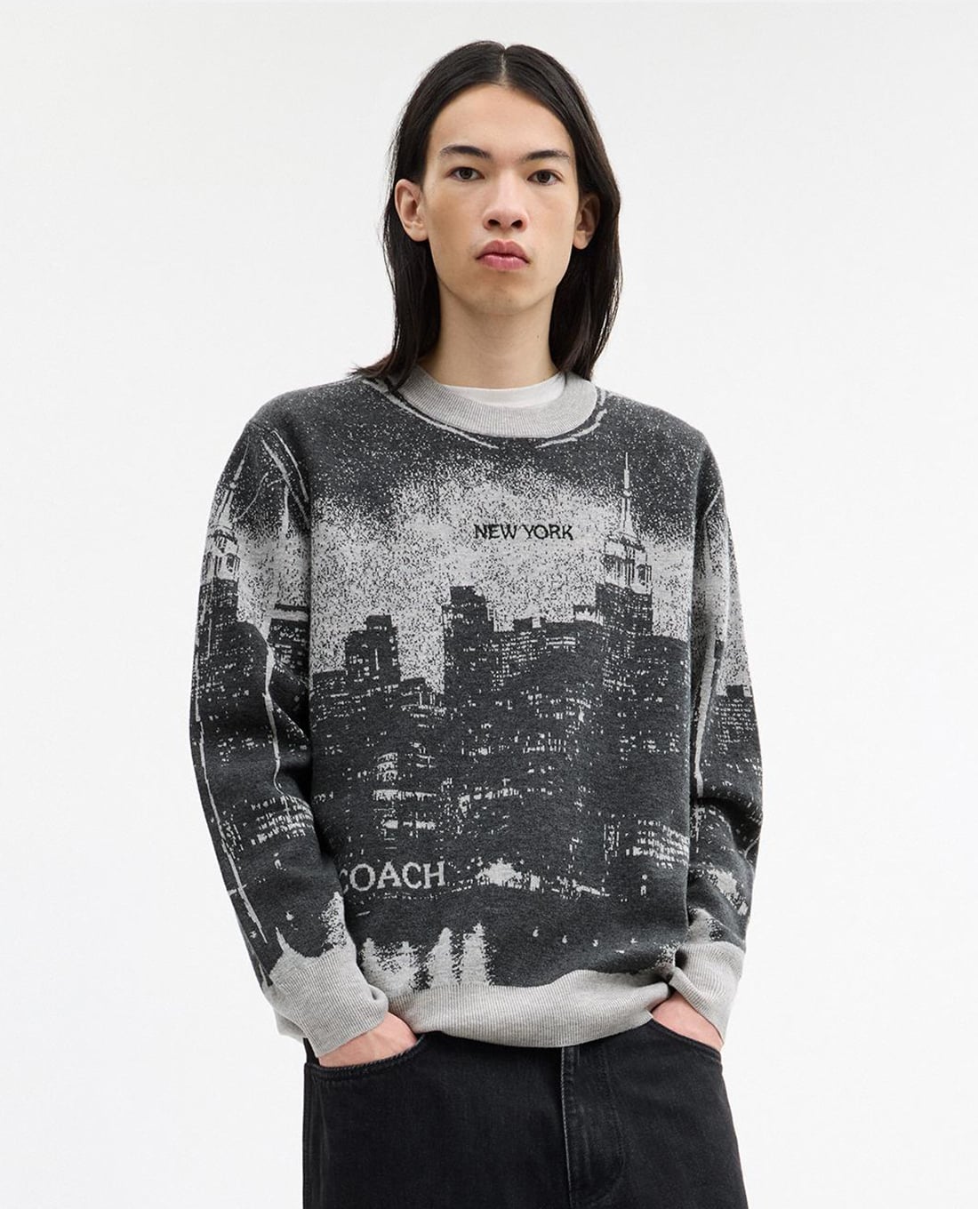 COACH - Áo sweatshirt nam cổ tròn tay dài Postcard