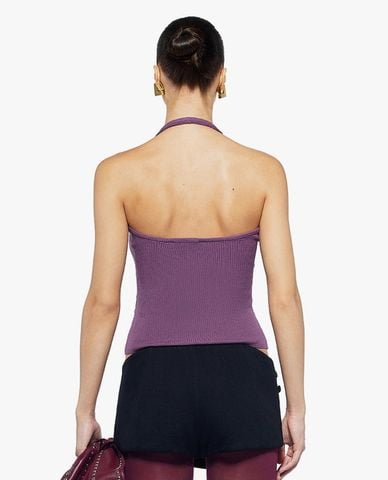  FANCì CLUB - Áo kiểu nữ dệt kim cổ yếm phom ôm 