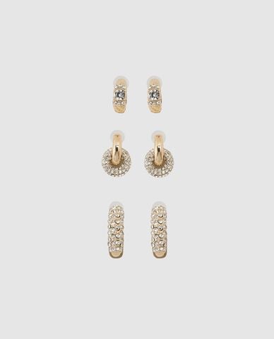  URBAN REVIVO - Set 3 khuyên tai nữ đính đá 