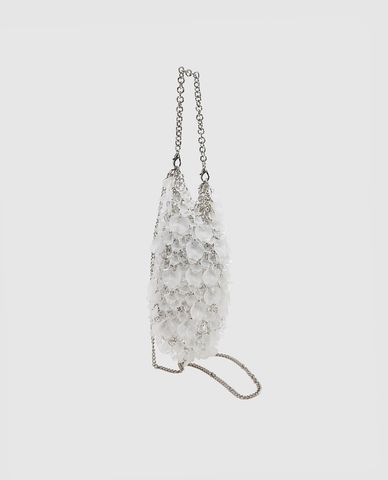  URBAN REVIVO - Túi đeo chéo nữ đính hạt phối dây xích 