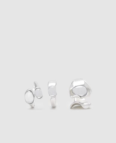 URBAN REVIVO - Set 3 nhẫn nữ uốn lượn đính đá 