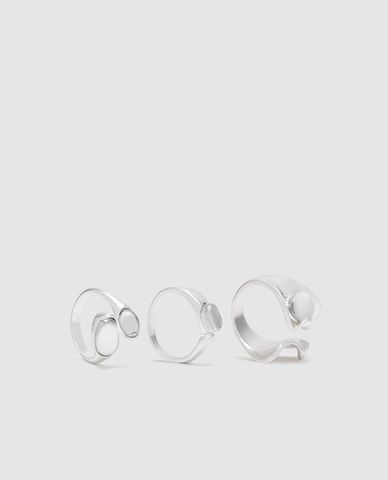  URBAN REVIVO - Set 3 nhẫn nữ uốn lượn đính đá 