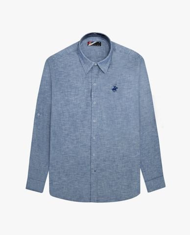  BEVERLY HILLS POLO CLUB - Áo sơ mi nam cổ bẻ tay dài phối logo 