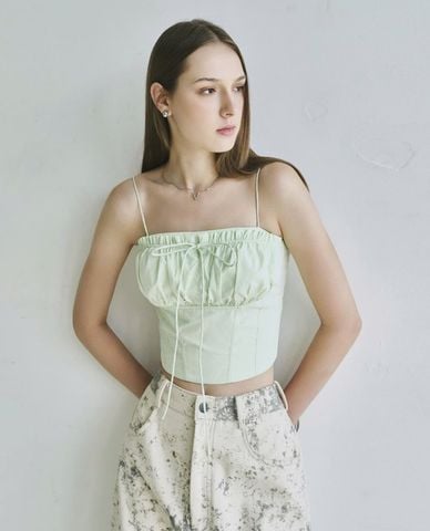  DEZUS - Áo corset nữ nhún ngực thắt nơ Mintee 