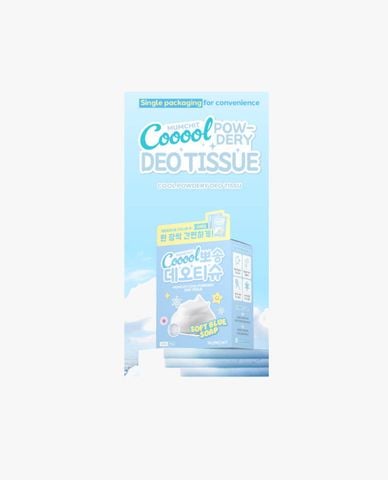  MUMCHIT - Khăn giấy làm mát khử mùi Cool Powdery Deo Tissue Soft Blue Soap 