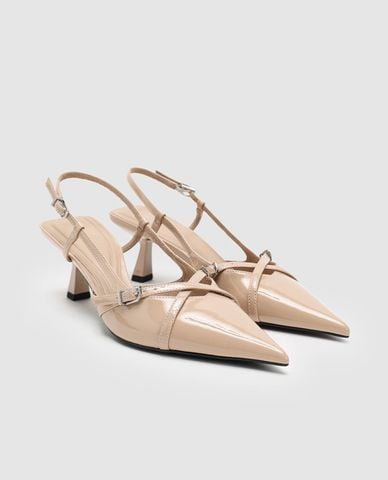  URBAN REVIVO - Giày sandals cao gót nữ bít mũi khóa kim loại 