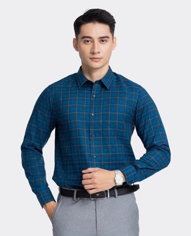  ARISTINO BUSINESS - Áo sơ mi nam cổ bẻ tay dài kẻ caro 
