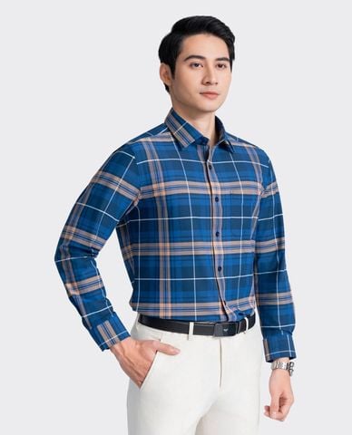  ARISTINO BUSINESS - Áo sơ mi nam cổ bẻ tay dài kẻ caro 