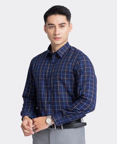  ARISTINO BUSINESS - Áo sơ mi nam cổ bẻ tay dài kẻ caro 