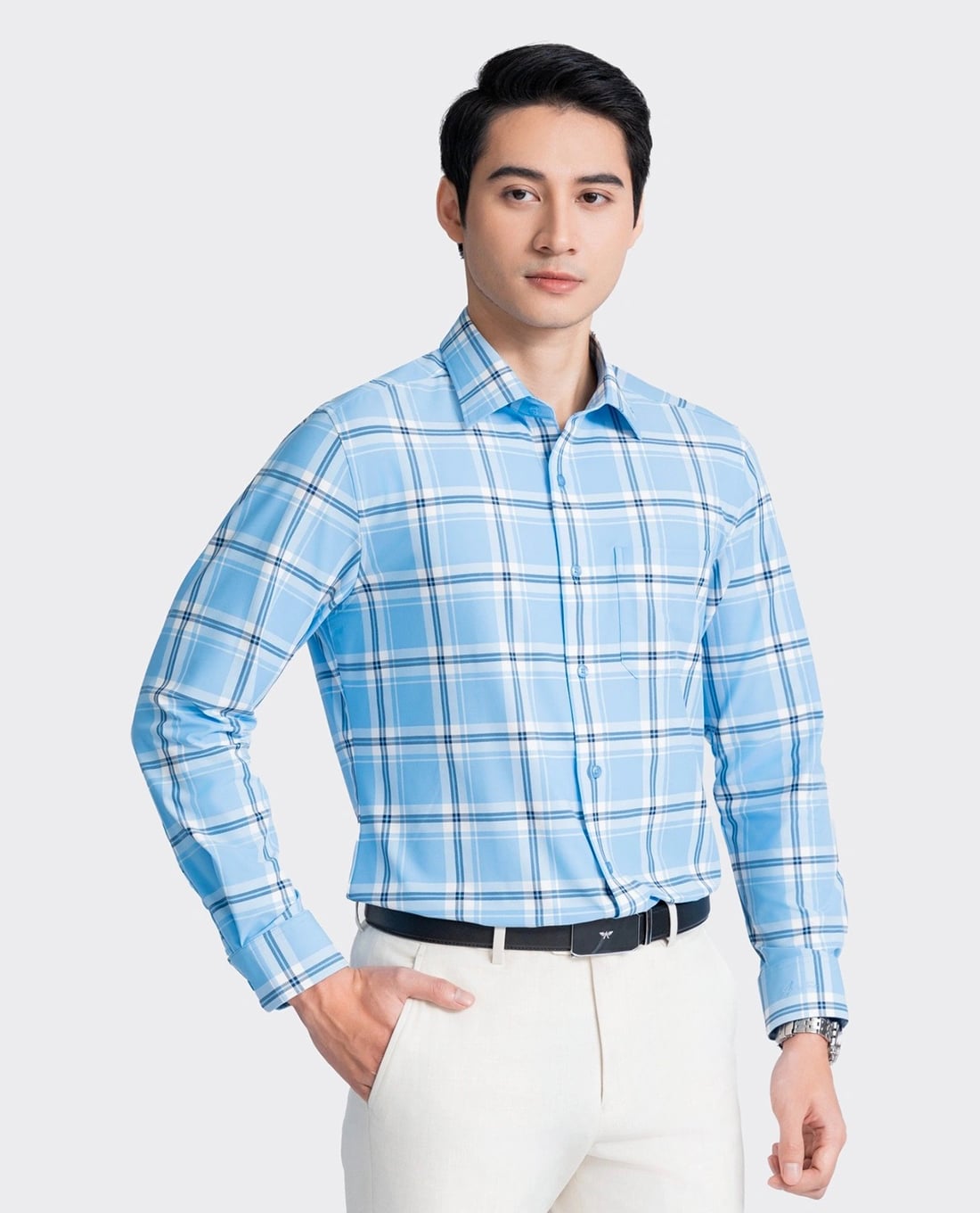 ARISTINO BUSINESS - Áo sơ mi nam cổ bẻ tay dài kẻ caro