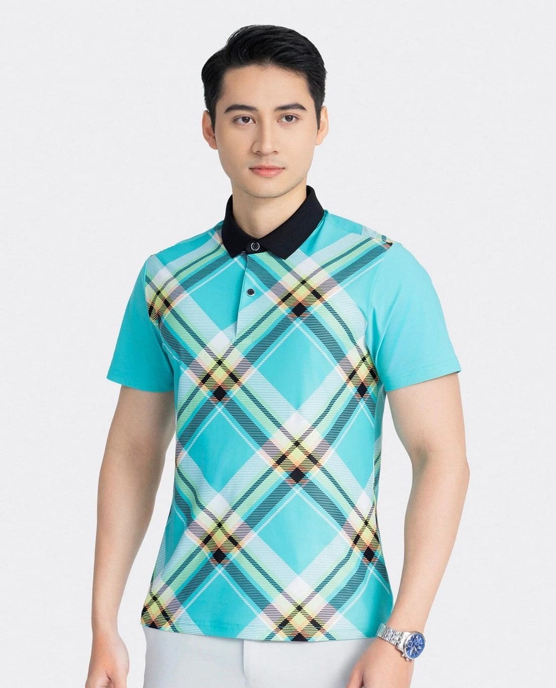ARISTINO BUSINESS - Áo polo nam cổ bẻ tay ngắn kẻ caro